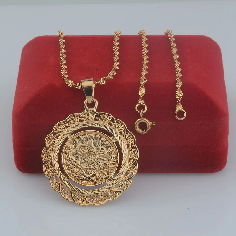  1 шт. Мужские женские модные кулоны цвета желтого золота Турецкая монета S L Ювелирные изделия (НЕТ красной коробки)