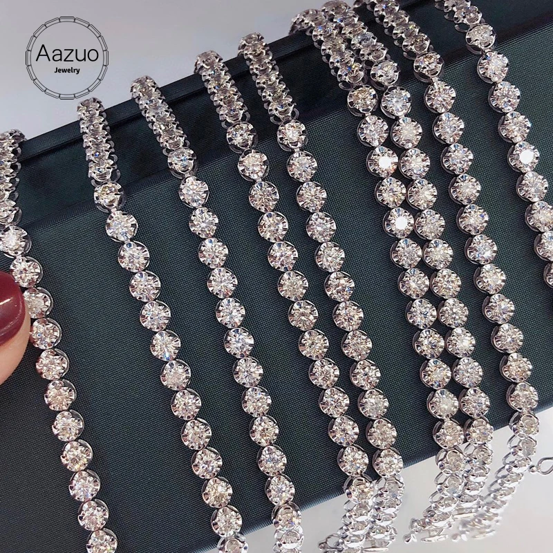 Aazuo Au750 Настоящее 18-каратное белое золото Природный бриллиант 4,0 карата Роскошные теннисные браслеты для женщин Высококлассная модная свадебная вечеринка