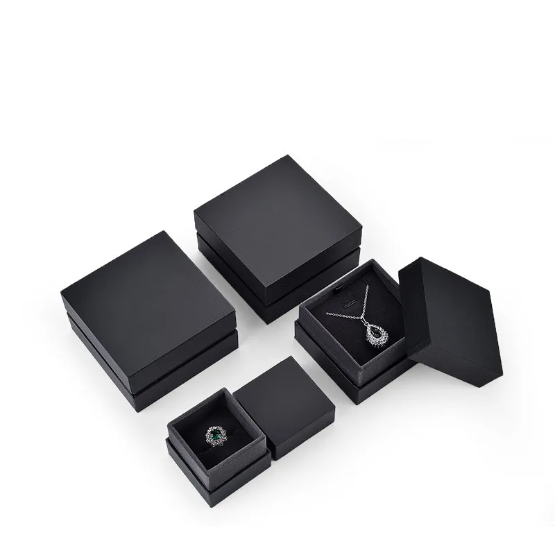 Бумажная коробка Пользовательские черные бумажные кольцевые коробки Маленькое ожерелье Ювелирные изделия Подарочная упаковка Ювелирная коробка