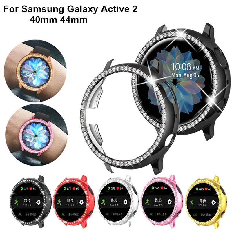  40 мм 44 мм Чехол для часов Samsung Galaxy Watch Active 2 PC Гальваническая пластина Горный хрусталь Смарт-часы Крышка циферблата Защита циферблата Устойчивость к износу