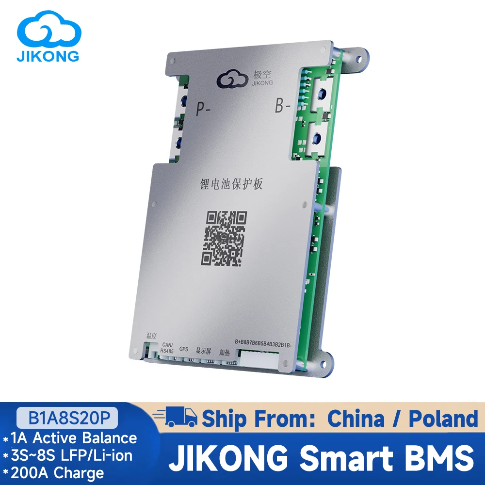 JIKONG Smart BMS B1A8S20P с активным балансом Heat CAN RS485 3S ~ 8S 200A LiFePo4 Li-ion LTO Аккумулятор Smart JK BMS