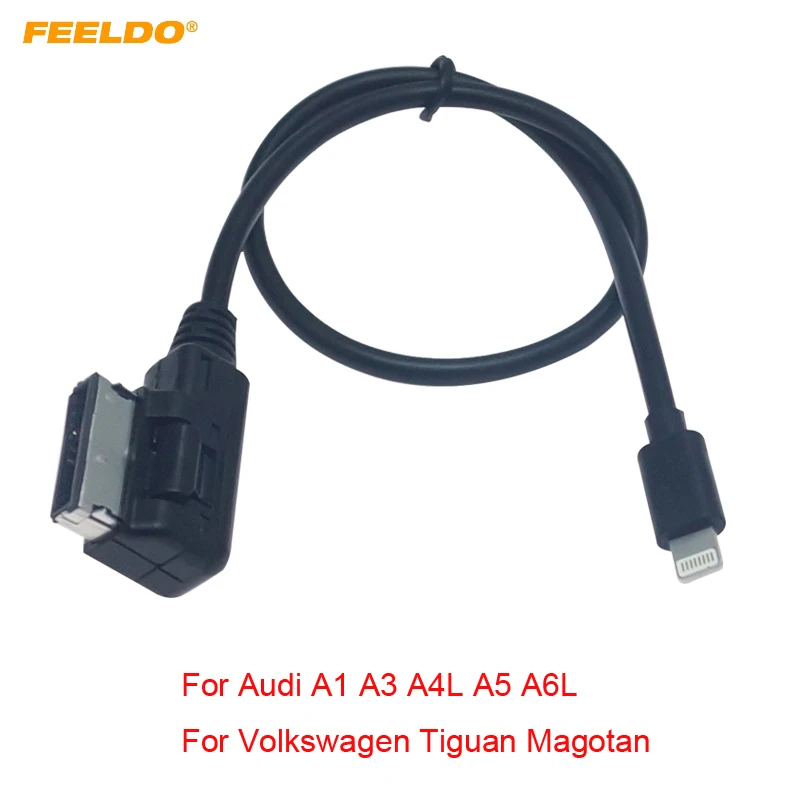 FEELDO 10 шт. Интерфейс AMI / MDI для зарядного устройства Lightning Jack Только кабель-адаптер для автомобиля Audi / Volkswagen (модельный год: 2009 ~ 2014)