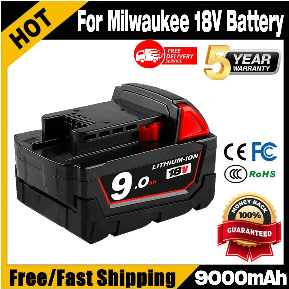 Аккумуляторные батареи для литий-ионного аккумулятора Milwaukee M18B5 XC 18 В 9,0 / 6,0 / 12,0 Ач Зарядное устройство для Milwaukee M18 12 В ~ 18 В