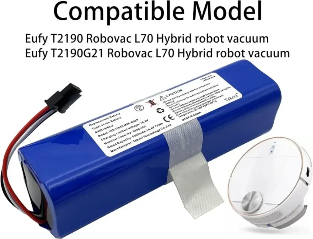 для Eufy Robovac L70 Hybrid Series Робот-пылесос литий-ионный аккумулятор для подметально-уборочного робота 14,4 В 5200 мАч 18650 Сменный аккумулятор