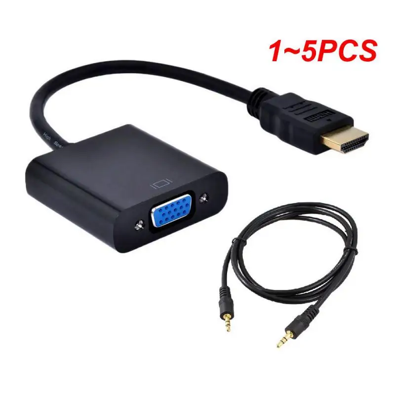 1 ~ 5 шт. HDMI-совместимый кабель адаптера TO VGA Преобразователь Преобразователь 1080P VGA Jack 3.5 AUX Кабель USB Питание для ПК Ноутбук