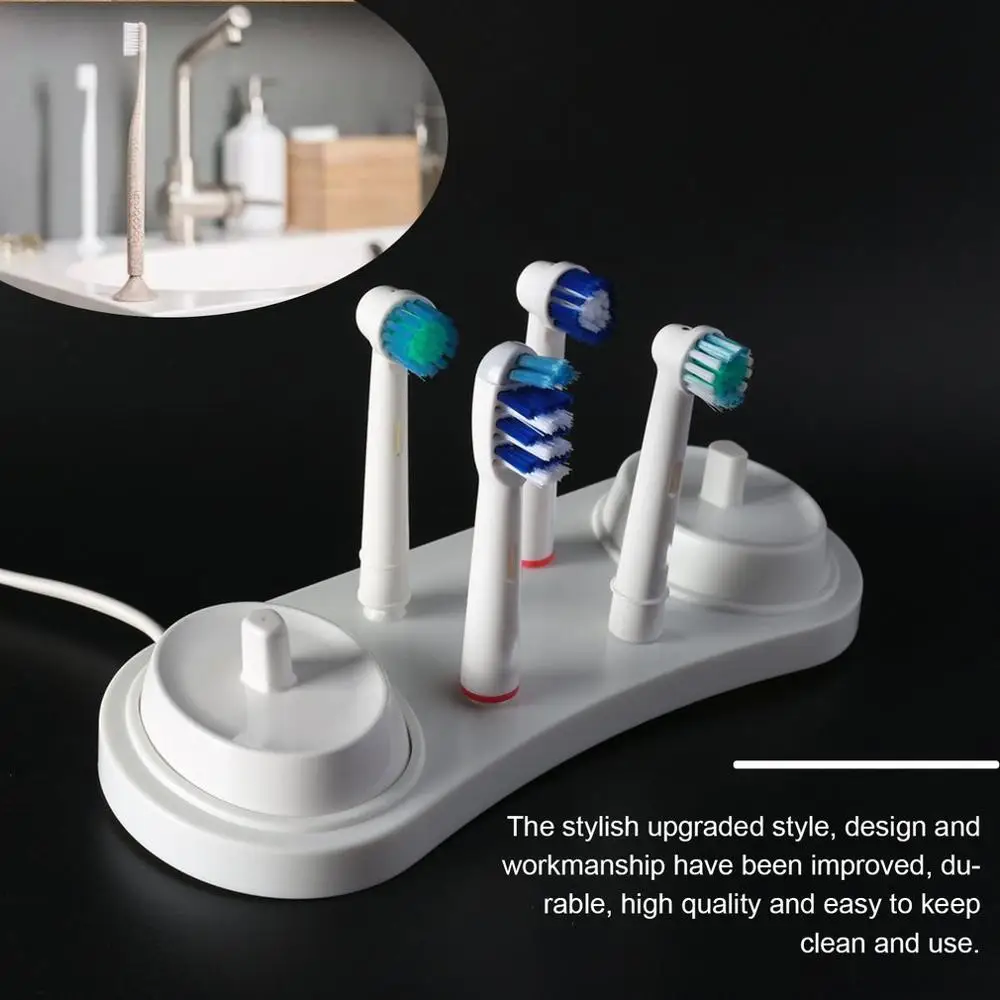  Кронштейн держателя электрической зубной щетки Белый 2 держателя для зубных щеток Опорный держатель 4 зубных насадок с 1 отверстием для зарядного устройства