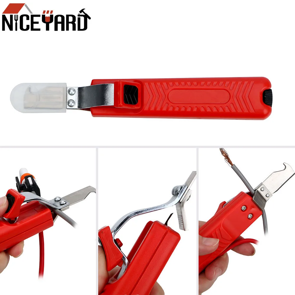 NICEYARD Резиновая ручка Регулируемый нож для зачистки проводов 8-28 мм ПВХ Плоскогубцы для изоляции кабеля Стойкость Стриппер кабеля Ручные инструменты