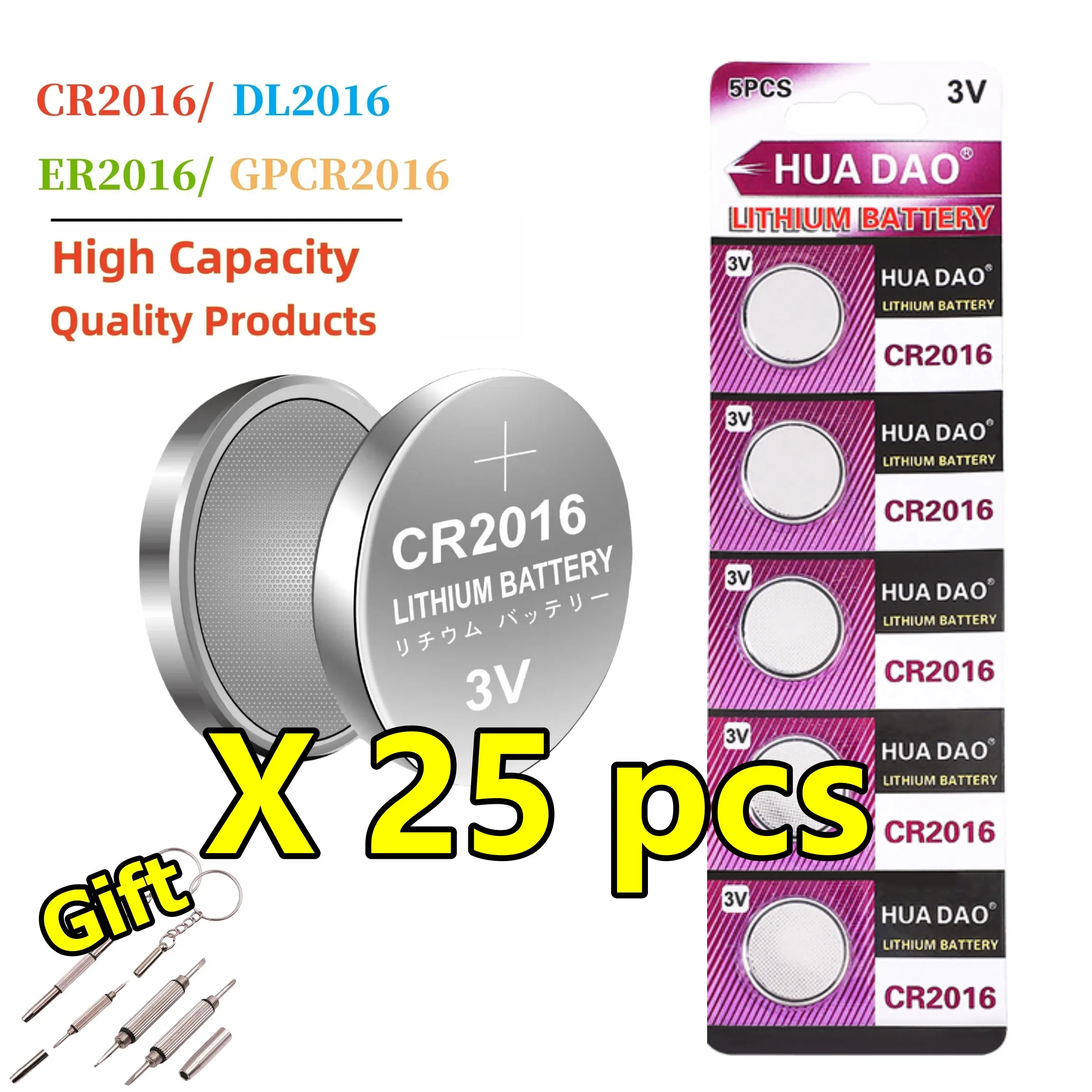 25 шт. CR2016 CR 2016 DL2016 ECR2016 литиевая батарея 3 В для автомобильных ключей Часы Шкала дистанционного управления Оригинальная кнопка Батарея