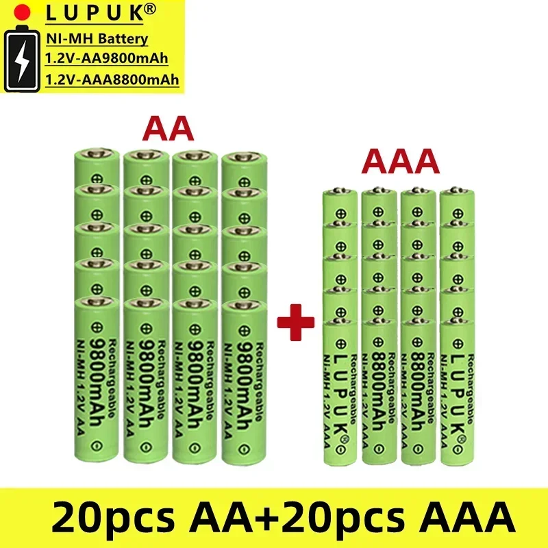 1,2 В, никель-водородная аккумуляторная батарея AA+AA, 9800 мАч и 8800 мАч, обычно используется для мышей, игрушек, пультов дистанционного управления и т. Д