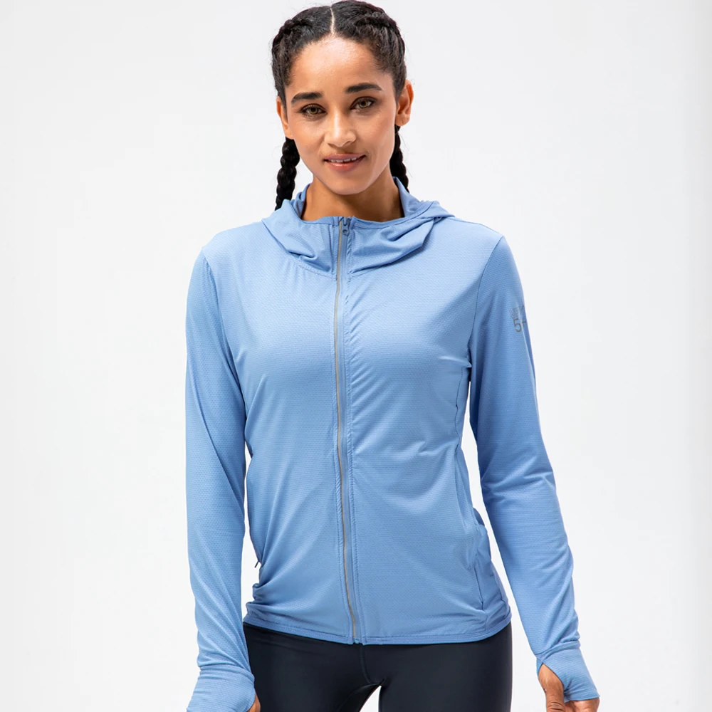 Женская куртка для бега Тренажерный зал Рубашки для йоги с длинным рукавом Спортивный топ Фитнес UPF50+ Защита от солнца Летние куртки для бега Дышащий
