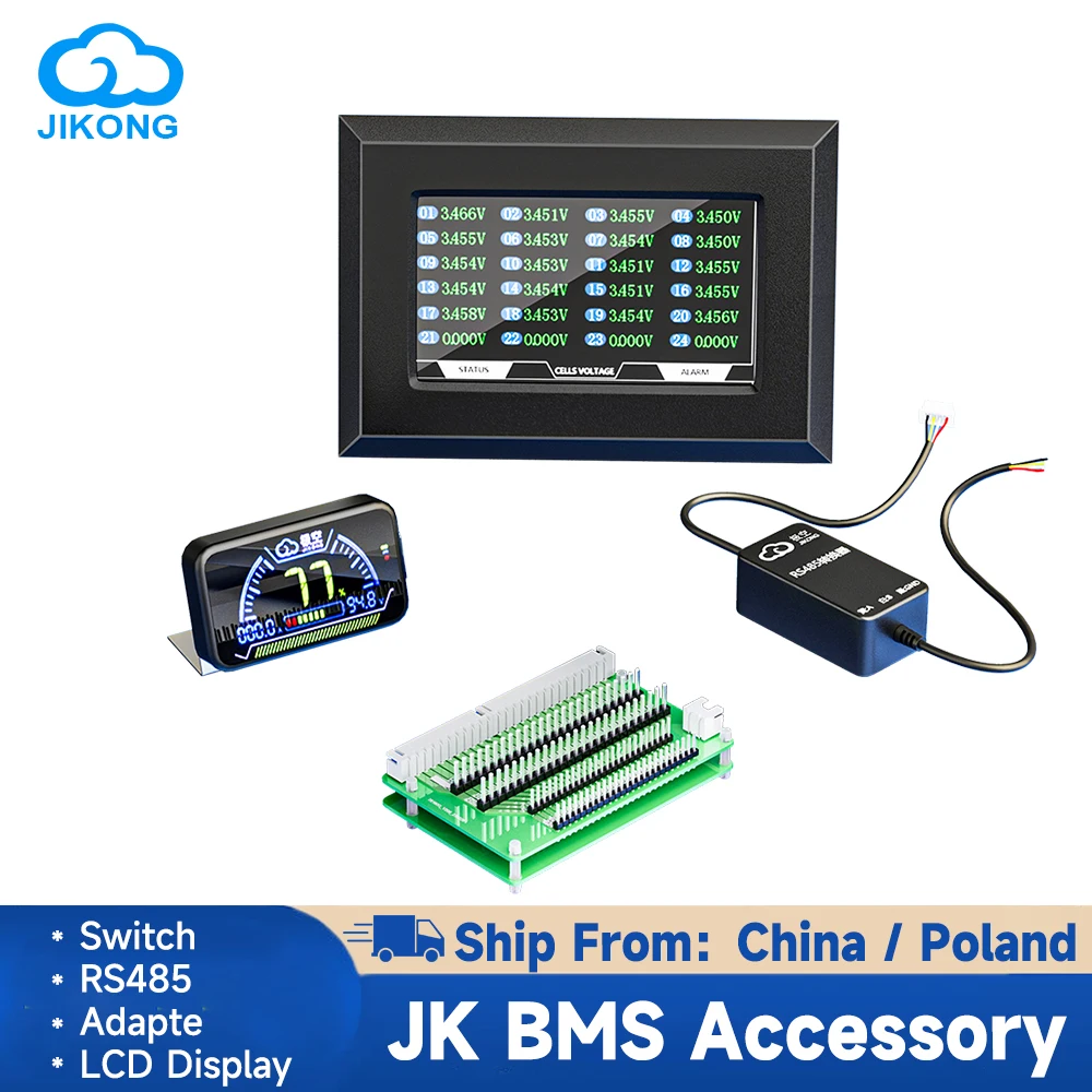 JK BMS Аксессуар RS485 CAN Подключает кабели и 4,3-дюймовый ЖК-дисплей Пусковой переключатель и адаптер JIKONG Запасная часть