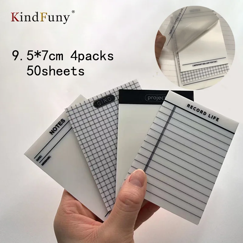KindFuny 50 листов Прозрачные водонепроницаемые блокноты для заметок Блокноты разместили его для Школьные канцелярские принадлежности Офисные принадлежности