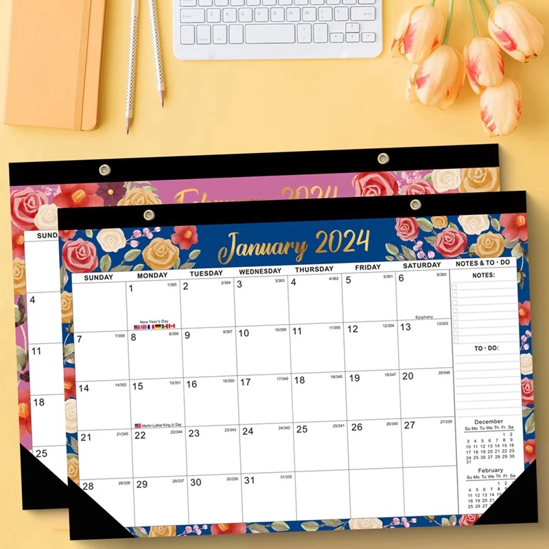 Настенный планировщик 2024-2025 гг. 17 дюймов x 12 дюймов большой настенный календарь настольный календарь, 18-месячный настольный / настенный календарь Прочный и простой в установке