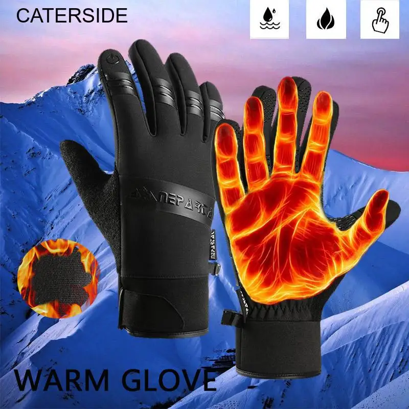  Зимние мужские лыжные перчатки Сенсорный экран Ветрозащитный Водонепроницаемый Плюшевый утеплитель На открытом воздухе Спорт Вождение Все пальцы Flip Перчатки