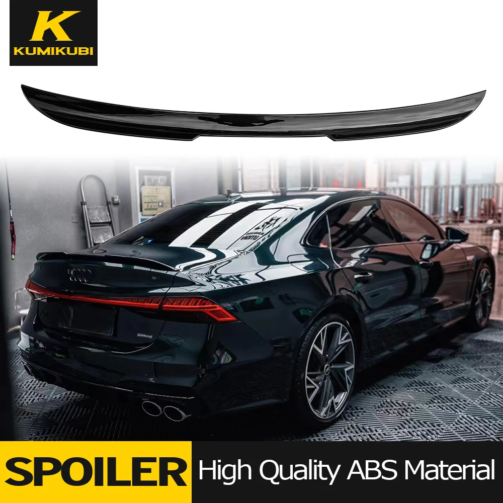 Углеродное волокно или глянцевый черный задний спойлер Багажник Багажник Крышка крыла Автомобильные аксессуары для Audi A7 S7 RS7 2019 2020 2021 2022 2023