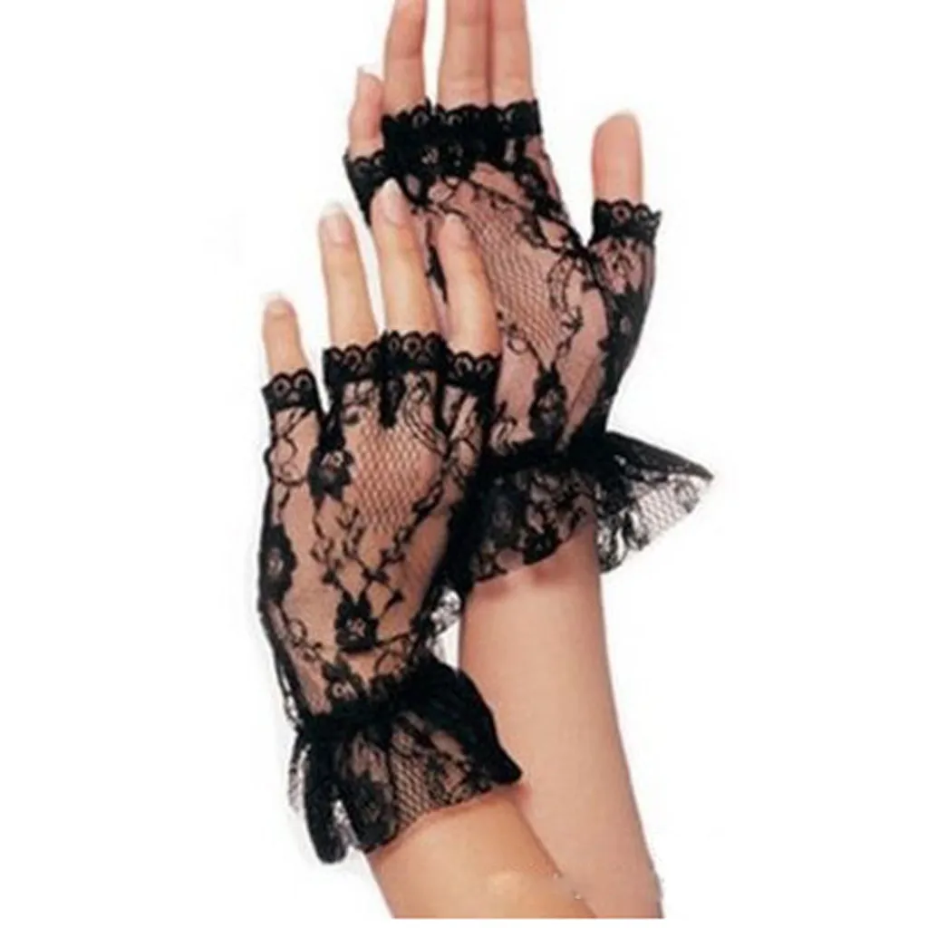 Женщины Сексуальные Кружевные Перчатки Свадебные Прозрачные Точечные Сетчатые Перчатки Дамы Готические Без Пальцев Overslee Причудливые Элегантные Леди Водительские Перчатки