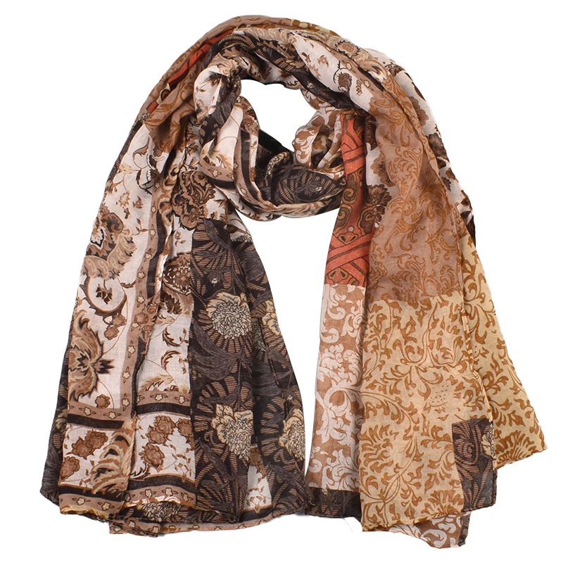 Оптовая торговля новыми модными и элегантными длинными шарфами с цветочным принтом, балийскими женскими шалями, шарфами и платками
