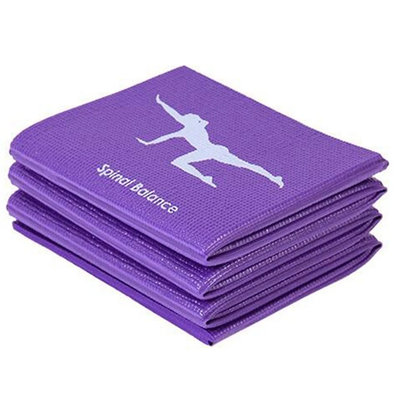  ПВХ Складной коврик для йоги Коврик для упражнений Утолщенный нескользящий складной коврик для фитнеса в тренажерном зале Принадлежности для пилатеса Напольный игровой коврик, фиолетовый прочный