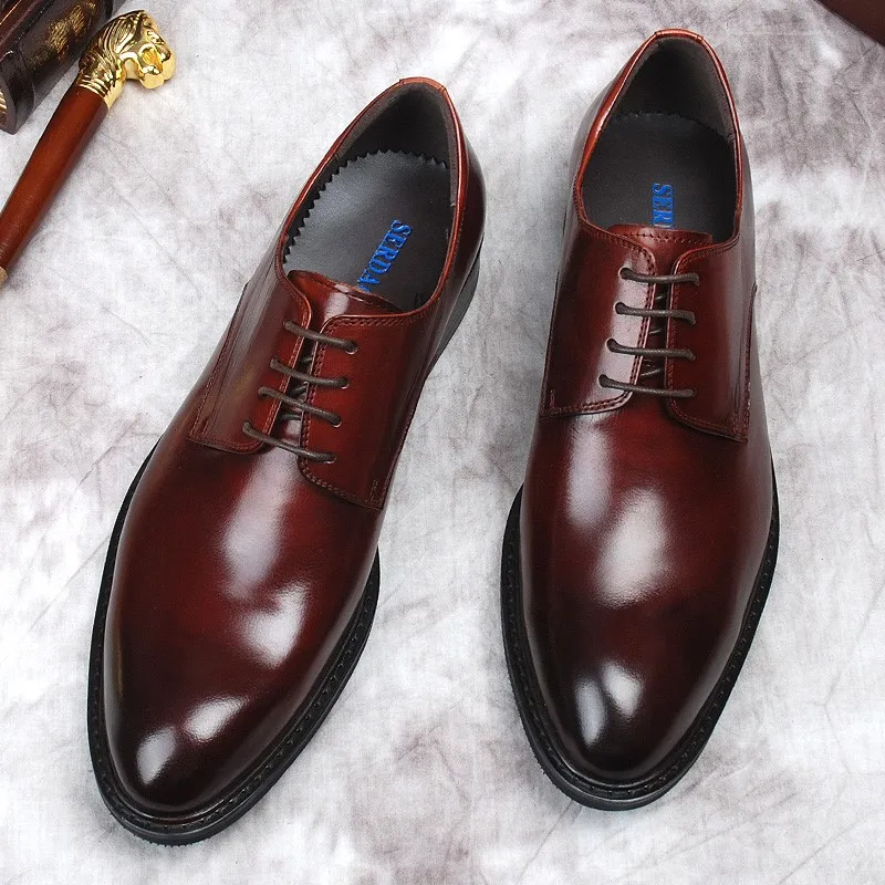 бордовый черный оксфорд платье туфли для мужчин бизнес мода ручной работы свадебная формальная натуральная кожа дизайнерская мужская обувь оригинальная