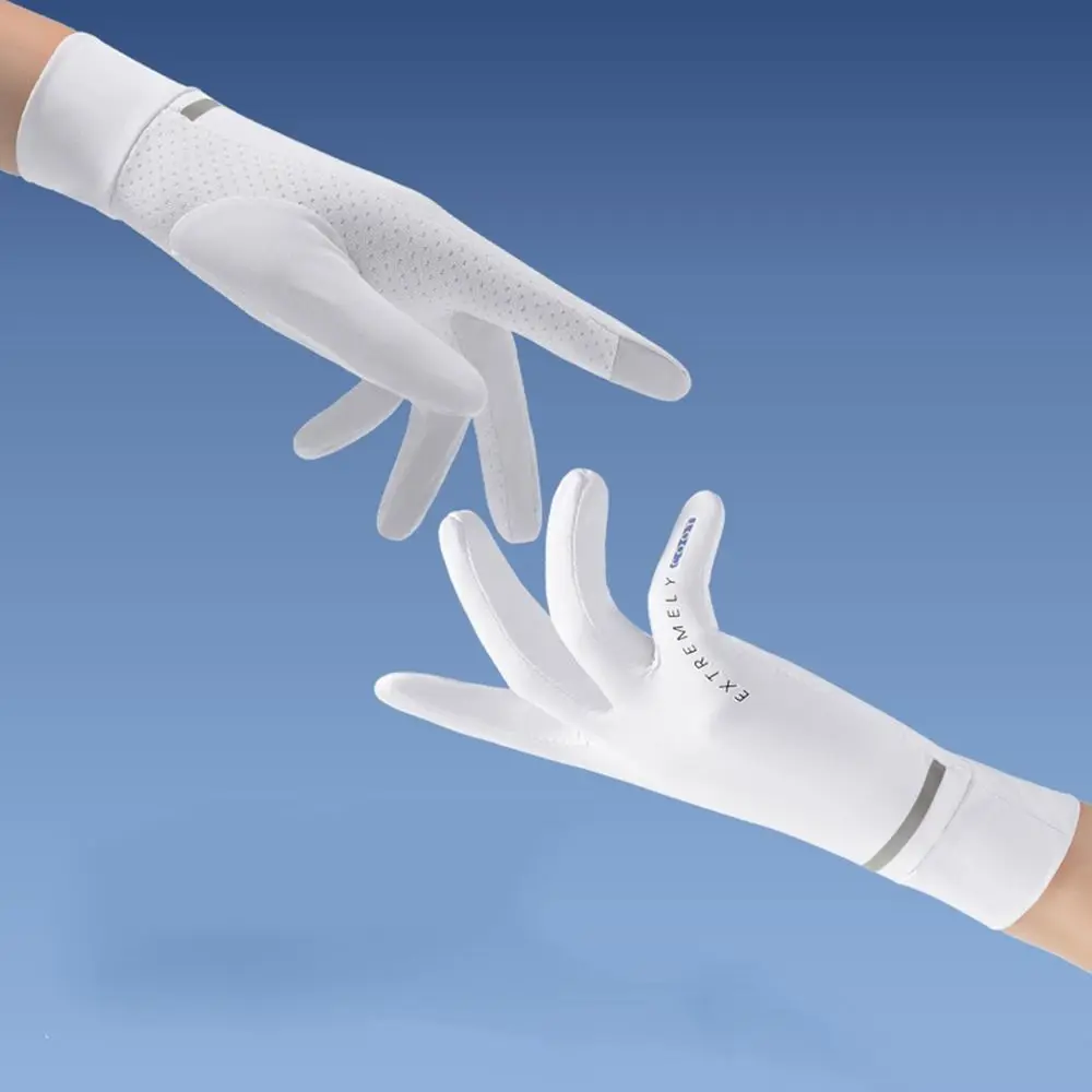 Дышащий тонкий для женщин Открытый сенсорный экран для мужчин Перчатки с полным пальцем Солнцезащитные варежки Ледяные шелковые перчатки Перчатки на два пальца
