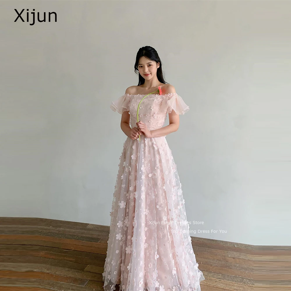 Xijun Розовые выпускные платья А-силуэта 3D цветочные свадебные платья Фея Длина пола Свадебные платья 2023 для корейских платьев невесты