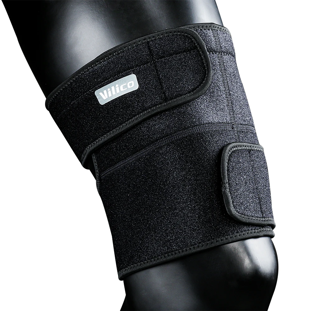  Регулируемый компрессионный бандаж бедра Поддержка колена Рукав для ног Верхняя часть ноги Обертывание для женщин Мужчины Облегчение мышечной боли