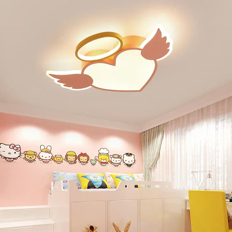 Синий потолочный светильник для детской комнаты Розовая девушка Спальня Простая лампа Современный кабинет Светодиодное освещение Креативный ангел Потолочная поверхность Лампа
