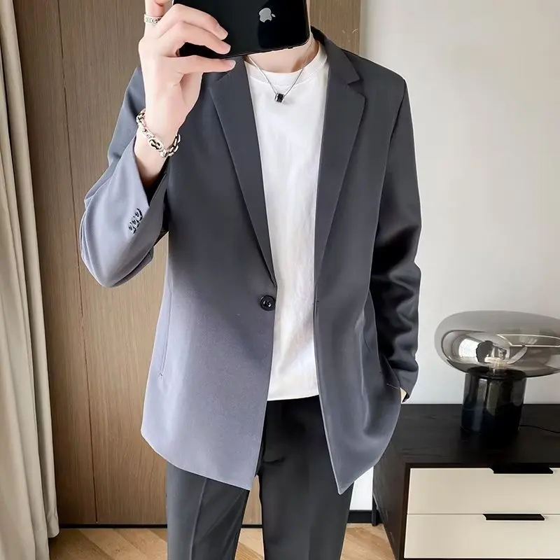 новинка четыре сезона мода деловой повседневный костюм мужчины корейская версия тренда одежда новый красивый абрикосовый одиночный костюм jackt мужчины