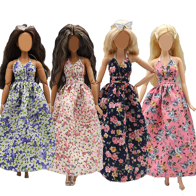 1PC Аксессуары для одежды для кукол Платье с цветочным принтом на бретелях Девочка Подарок Кукла сменное платье