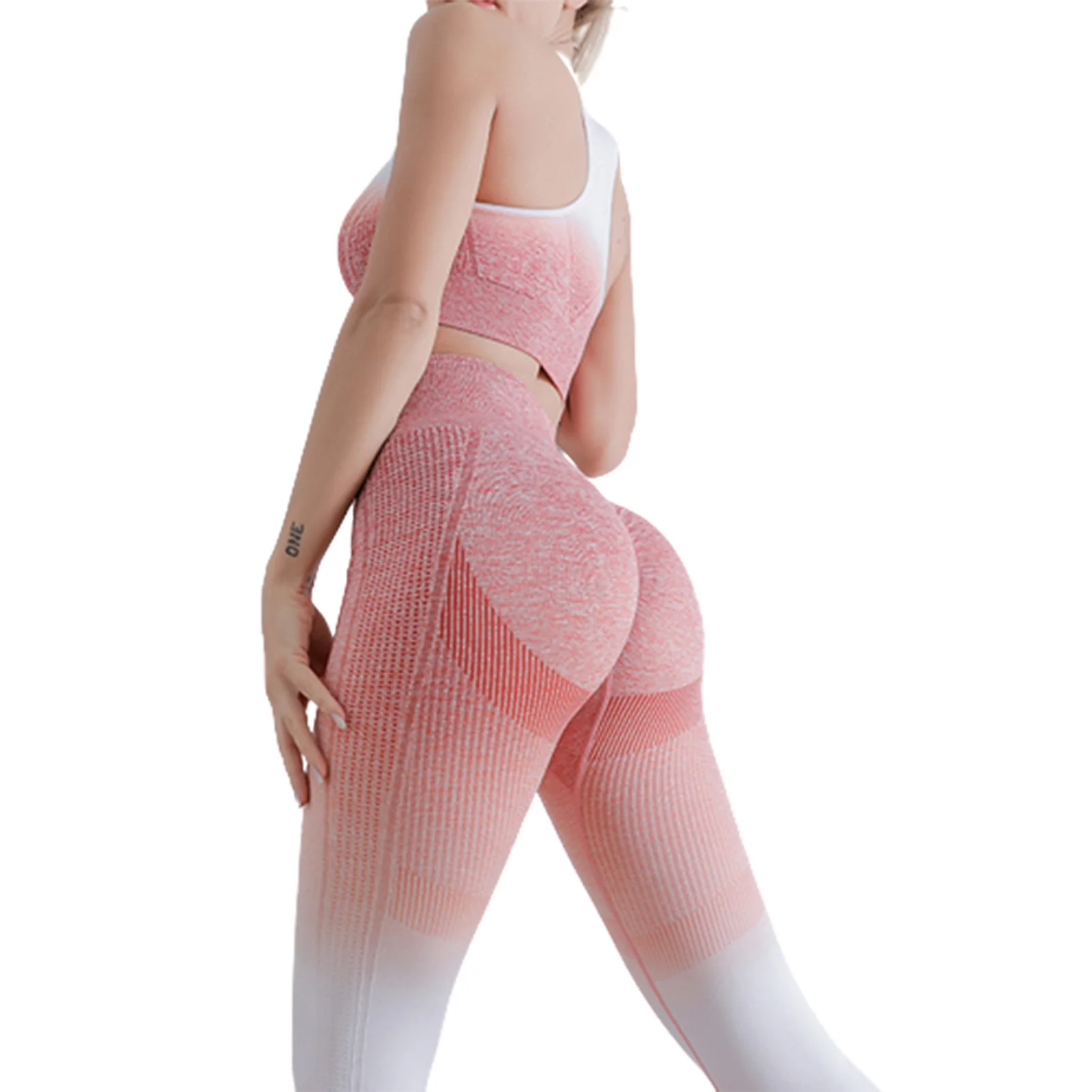 Женские эластичные штаны для йоги Градиент Высокая талия Спортивные упражнения Фитнес Леггинсы для женщин и девочек ясельного