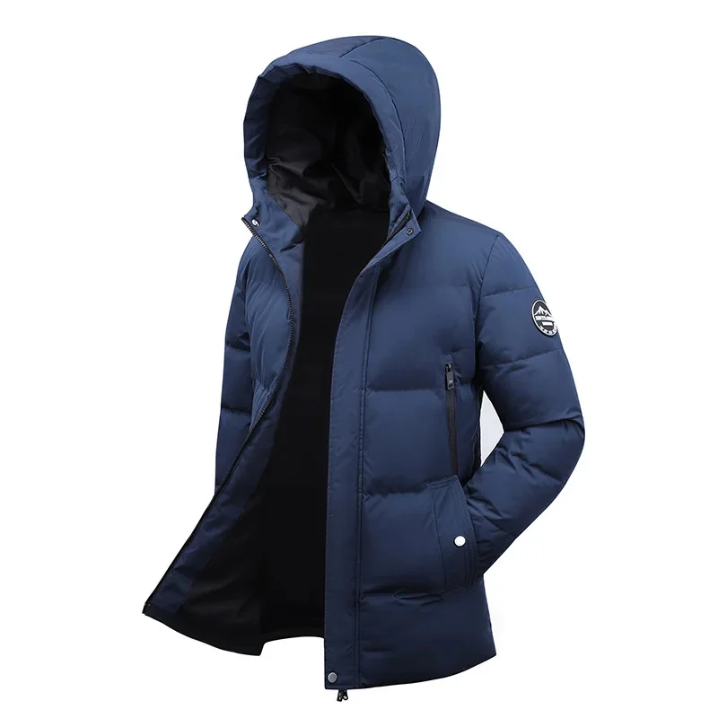 Зимние куртки для мужской одежды 2024 Мода Хлопчатобумажное пальто средней длины Мужская утолщенная парка Мягкая куртка с капюшоном Повседневная Veste Homme