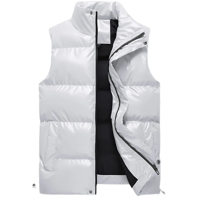 2022 Мужская мода Белая куртка без рукавов Зимние мужские теплые блестящие хлопковые мягкие жилеты Мужской черный осенний жилет S-5Xl