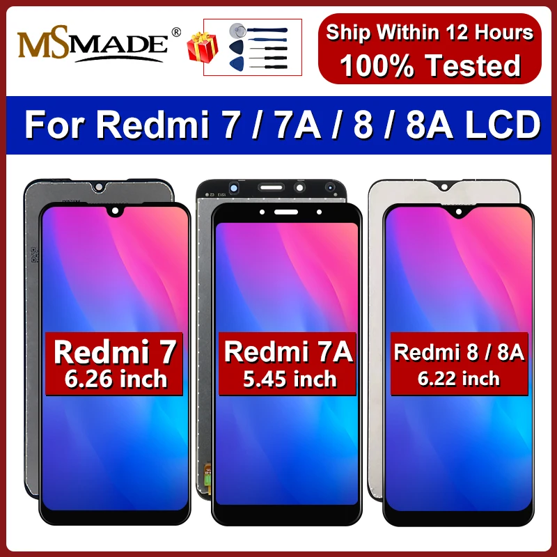100% ТЕСТ для сенсорного экрана дисплея Xiaomi Redmi 7 LCD 7A для дисплея Redmi 8 Дисплей 8A ЖК-дигитайзер в сборе Запасные части