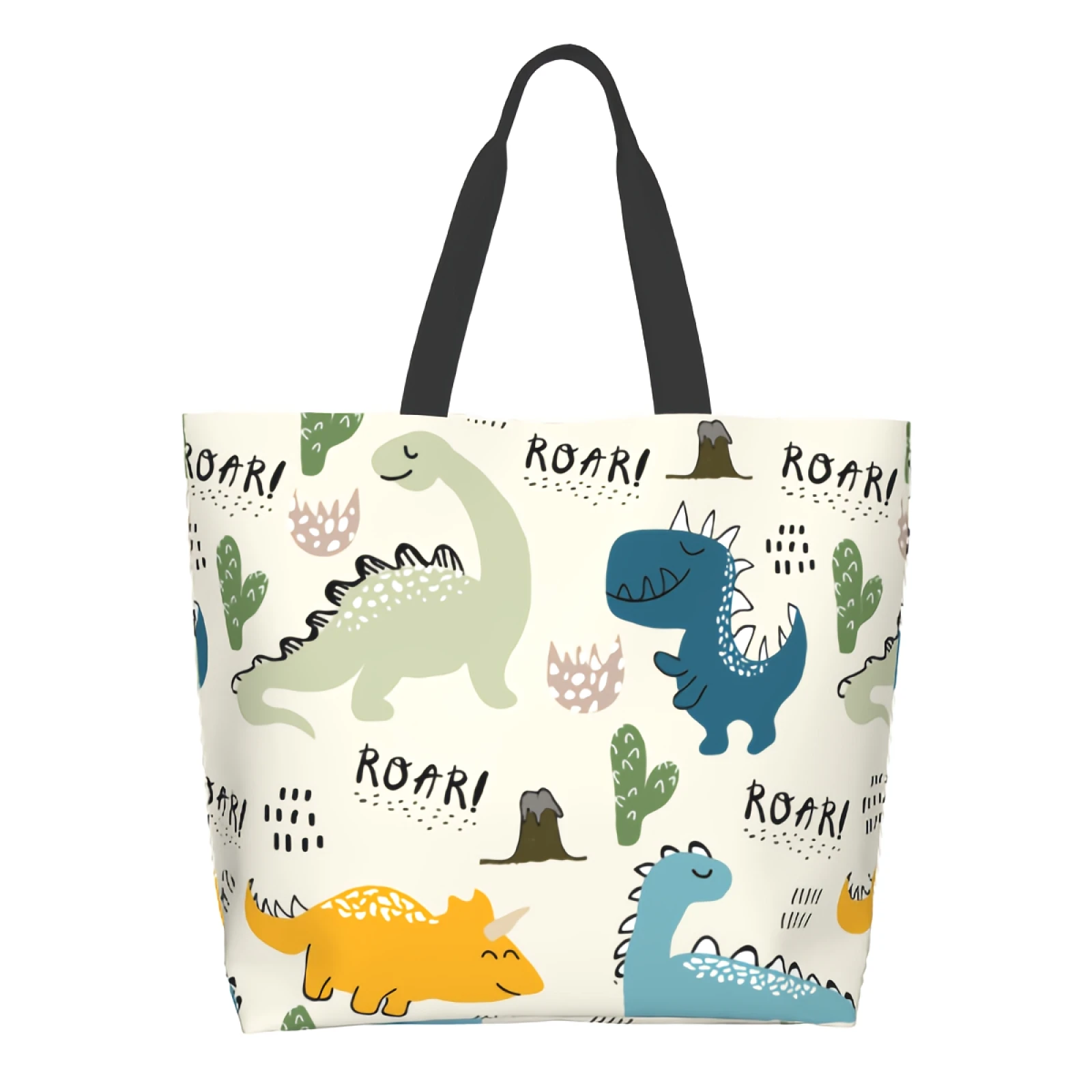 Симпатичная сумка для покупок Dino Многоразовая детская сумка с динозаврами Мультяшная сумка через плечо Повседневная легкая Большая емкость