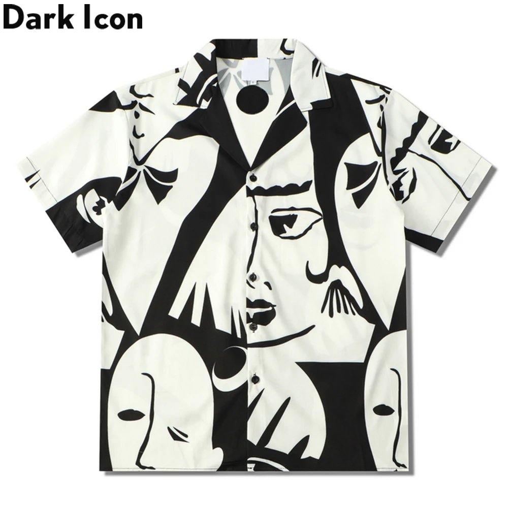  Темный значок Печать Винтажная уличная мужская рубашка Летние рубашки-поло Мужчина Мужской топ