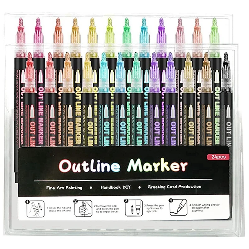  контурные металлические маркеры, акриловый лаковый маркер краска ручка с блестками для рисования по дереву, наскальная живопись