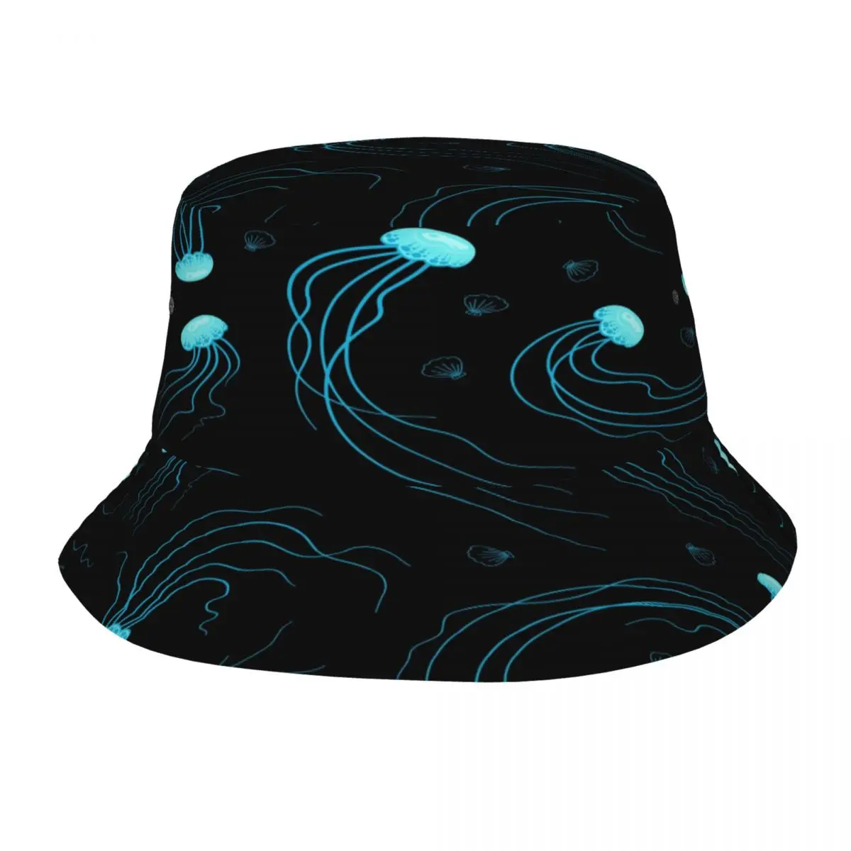 Синяя медуза и ракушки Унисекс Повседневная шляпа от солнца Шляпа-ведро для мужчин Женщины Боб Хип-хоп кепки Лето Рыбацкая шляпа Панама