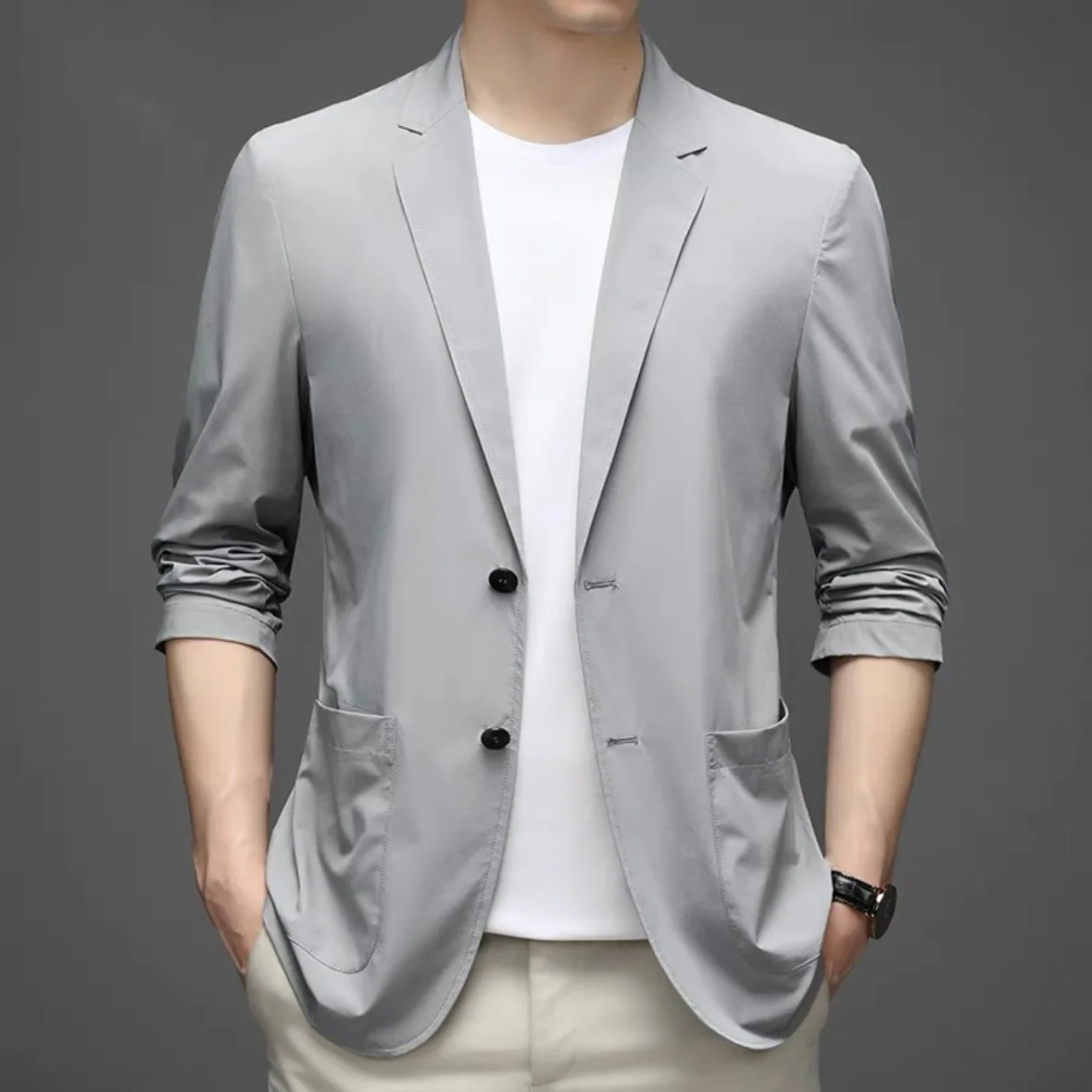 Z499-Мужская осенняя новая свободная маленькая куртка для малого костюма в корейской версии тренда британского стиля для отдыха на западе