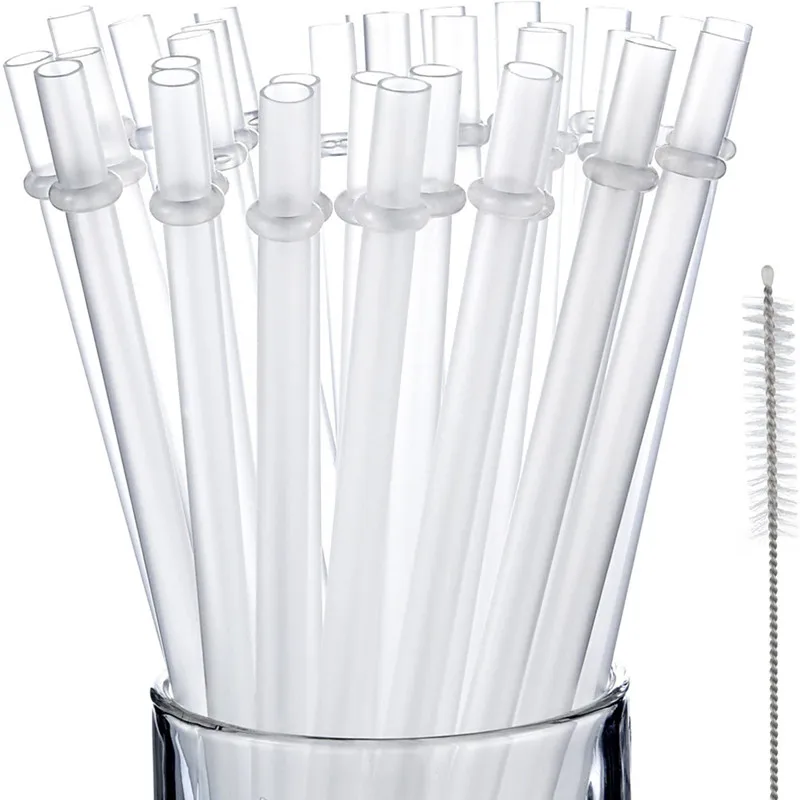  Упаковка из 20 многоразовых пластиковых соломинок 230 мм 9 дюймов длинная соломинка для питья для стакана с чистящей щеткой Бар Принадлежности для вечеринок