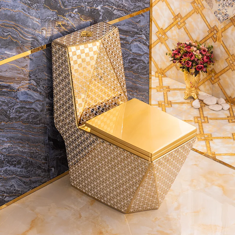 Светлый роскошный золотой унитаз в европейском стиле квадратный алмазный керамический бытовой деодорант для ванной комнаты антиблокировочный дезодорант сифонный унитаз
