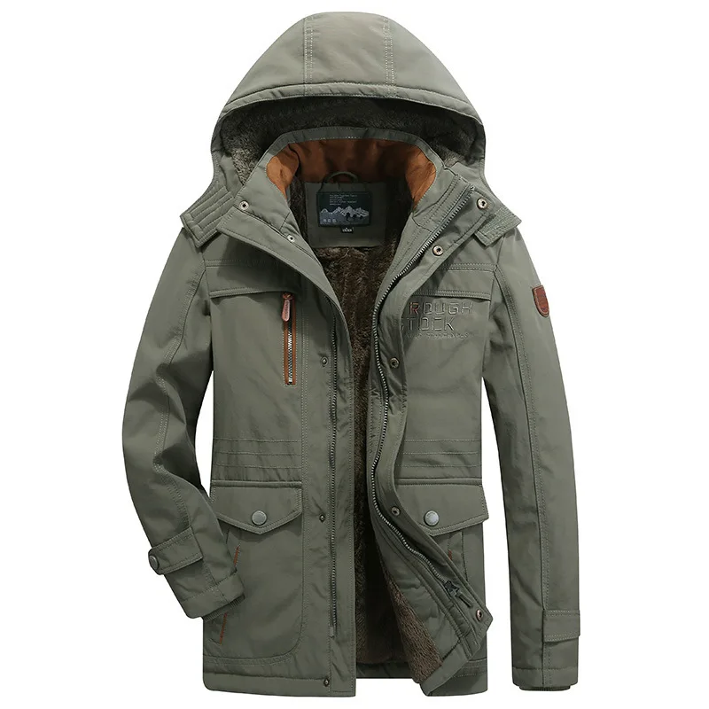 Хлопчатобумажная куртка Мужская зимняя утолщенная хлопковая куртка средней длины Зимняя мужская куртка
