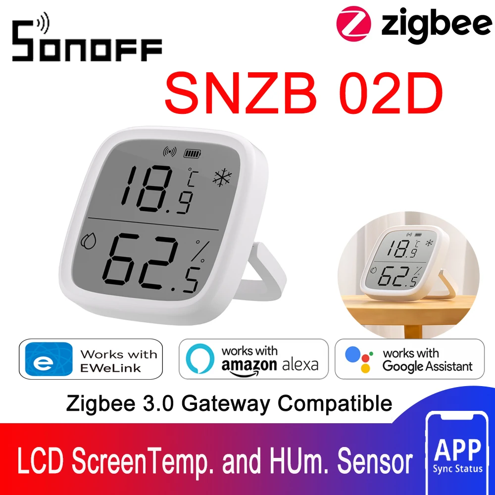 SONOFF SNZB-02D Интеллектуальный датчик температуры и влажности Zigbee LCD работает со шлюзами Zigbee 3.0 SONOFF ZBBridge Pro NSPanel Pro