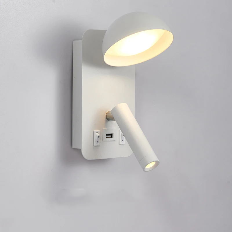  Современный внутренний светодиодный настенный светильник с переключателем Прикроватное освещение спальни USB Интерфейс зарядки Гостиная Кабинет Лампа для чтения Luminaria