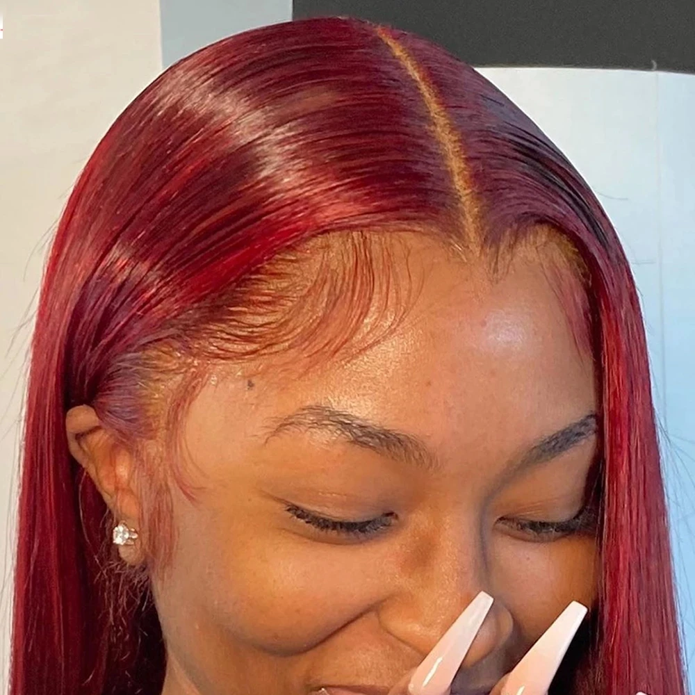 99J Прямая кружевная застежка для женщин Человеческие волосы 4x1 T Часть кружевной застежки Бразильский бордовый прямые человеческие волосы