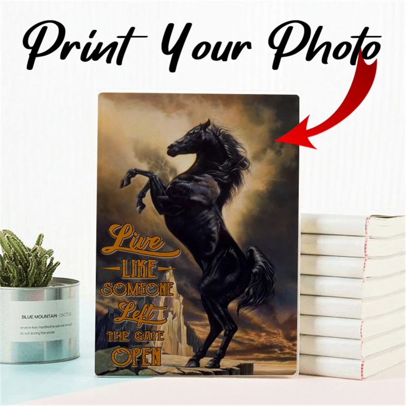 Пользовательский фотодневник Персонализированный блокнот стоячая черная лошадь бусы портативный учебник для обучения живописи для школьных канцелярских принадлежностей