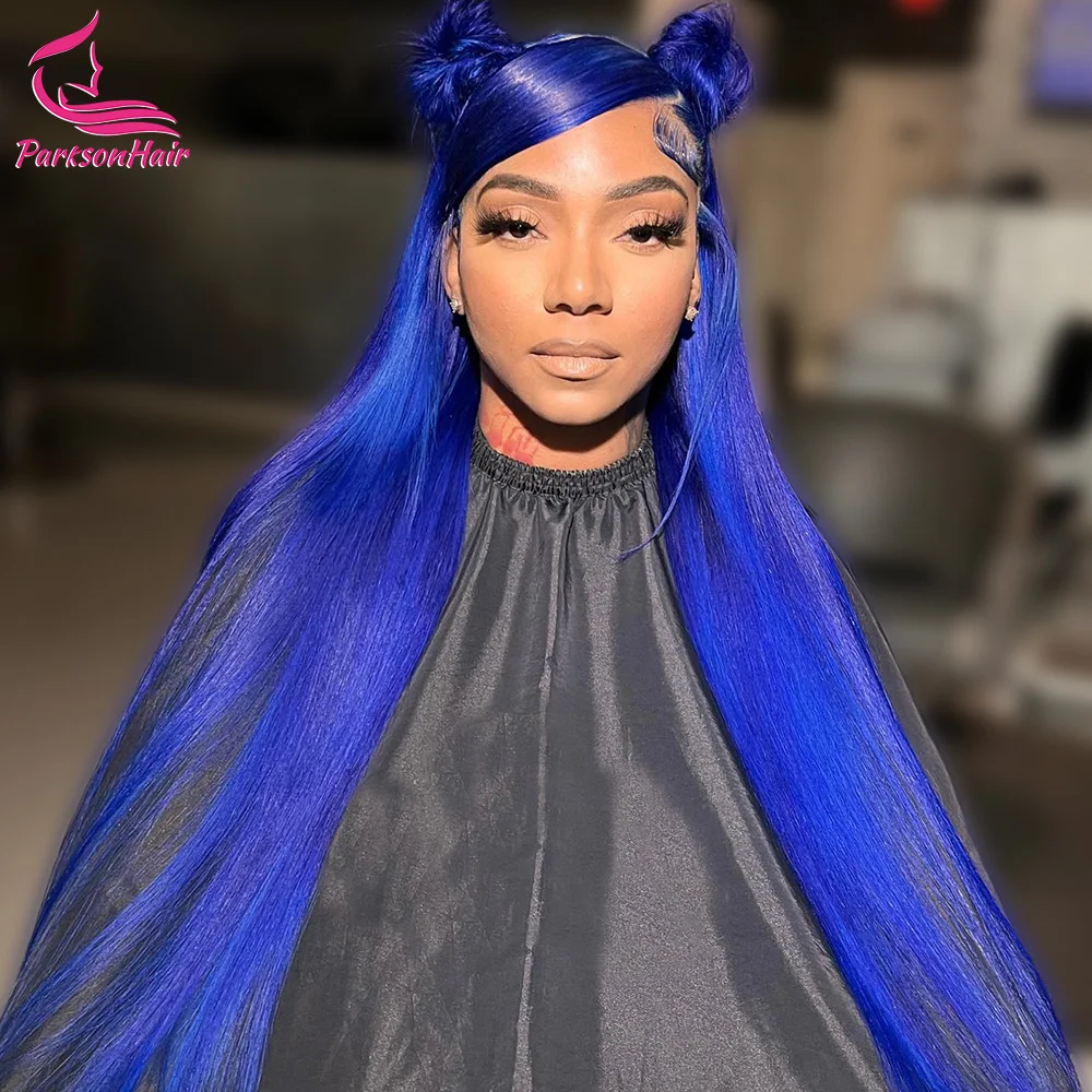 темно-синий прямой парик из натуральных волос прозрачный 13x4 13x6 кружевной фронтальный парик для женщин Remy Preplucked T Part Кружевные парики 250 плотности