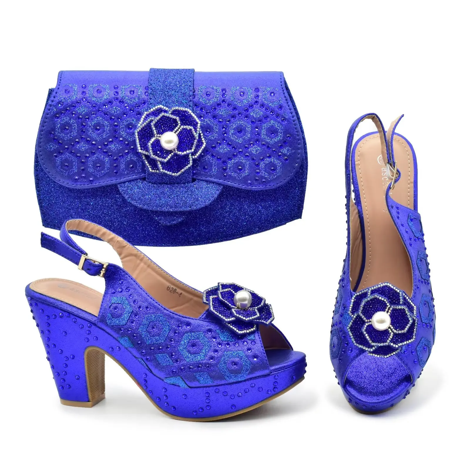 Doershow Очаровательные туфли и сумки, соответствующие набору с синей горячей продажей женской итальянской обуви и сумки для вечеринки на свадьбе!  ХГВ1-1