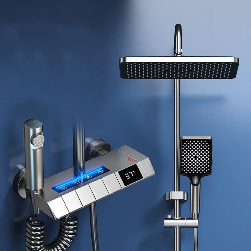 Душевая система для ванной комнаты Душевая лейка Набор латунных зеркал Термостатический смеситель для ванны Цифровой дисплей Горячий и холодный душ для ванных комнат
