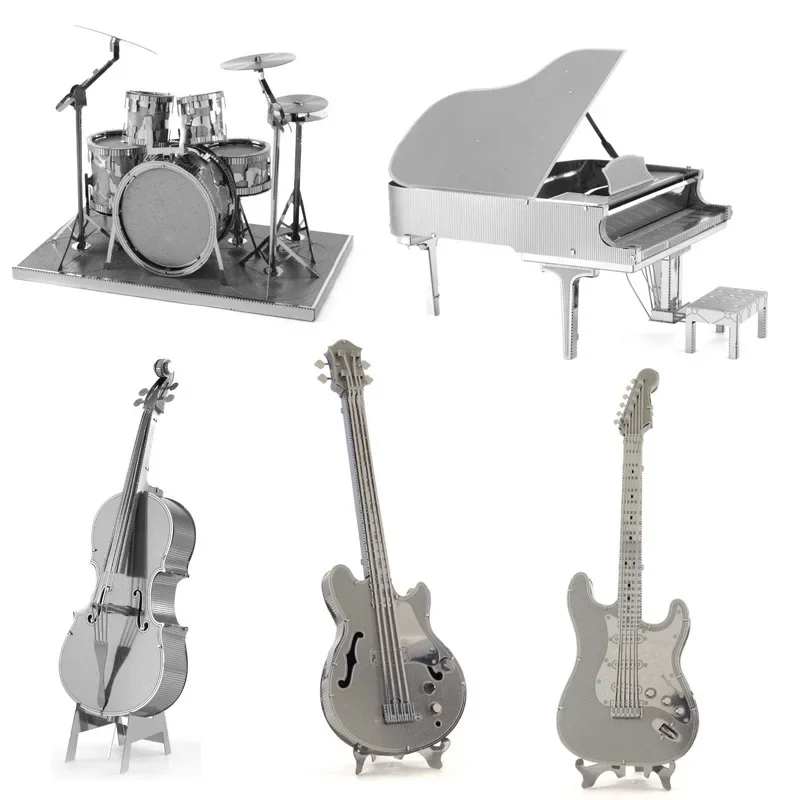 Музыкальные инструменты DIY 3D металлическая сборочная модель ручной работы головоломка игрушки электрическая бас-гитара рояль взрослый металл головоломки подарки