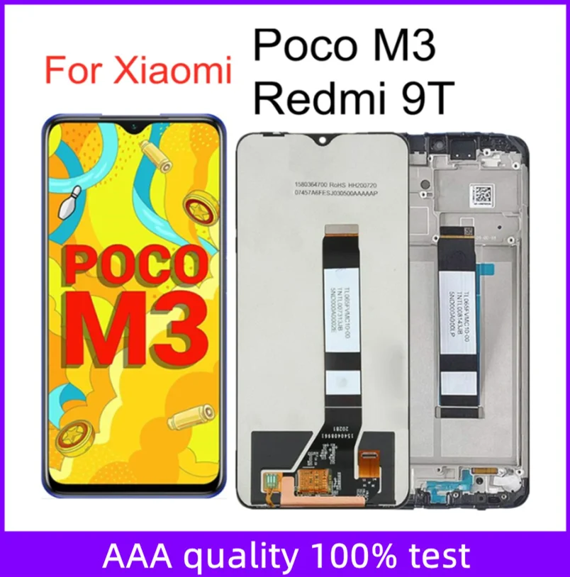 ЖК-дисплей для Xiaomi POCO M3 M2010J19CG ЖК-дисплей Замена сенсорного экрана в сборе для Redmi 9T M2010J19SG, M2010J19SY ЖК-дисплей